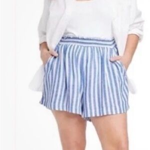 Ava Vic Shorts Blue White Striped Linen Blend Preppy Beach